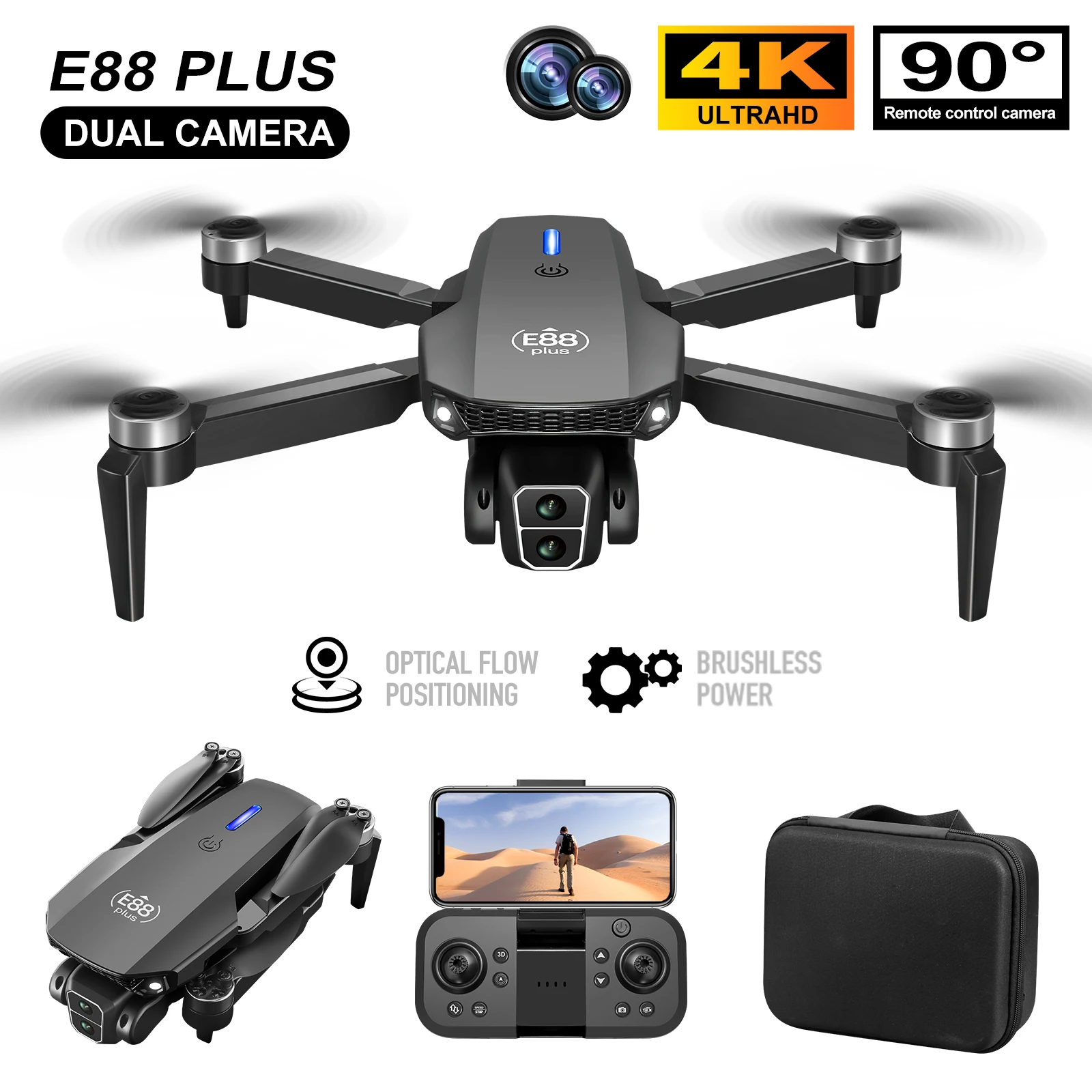 New E88 Plus Quadcopter Drone: - مراجعة Drone Gimbal Brushless وسعره