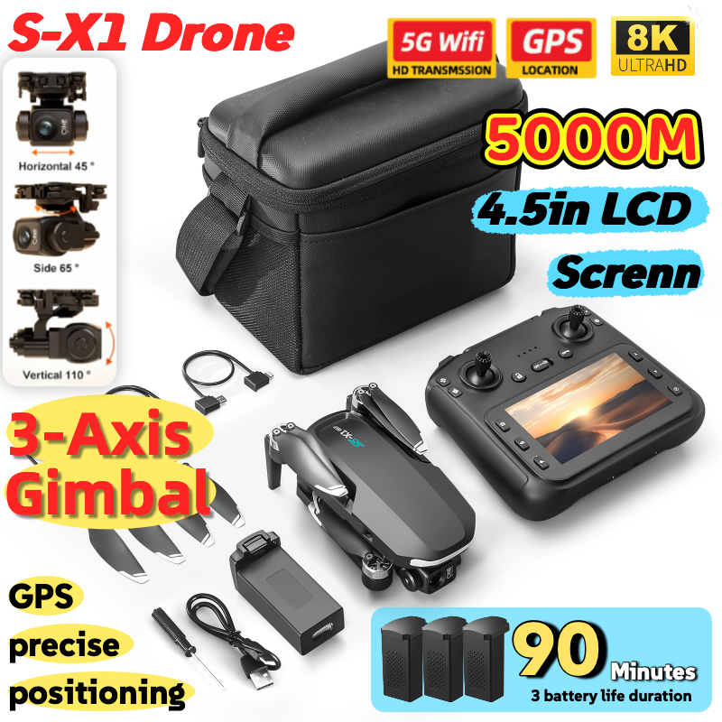 S-X1 MAX GPS Drone with 3-Axis - مراجعة Drone Gimbal 3 Axis وسعره