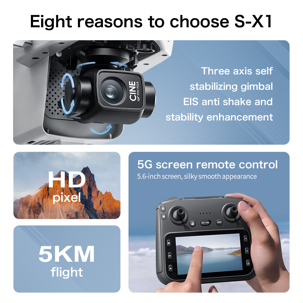 S-X1 MAX GPS Drone with 3-Axis - مراجعة Drone Gimbal 3 Axis وسعره